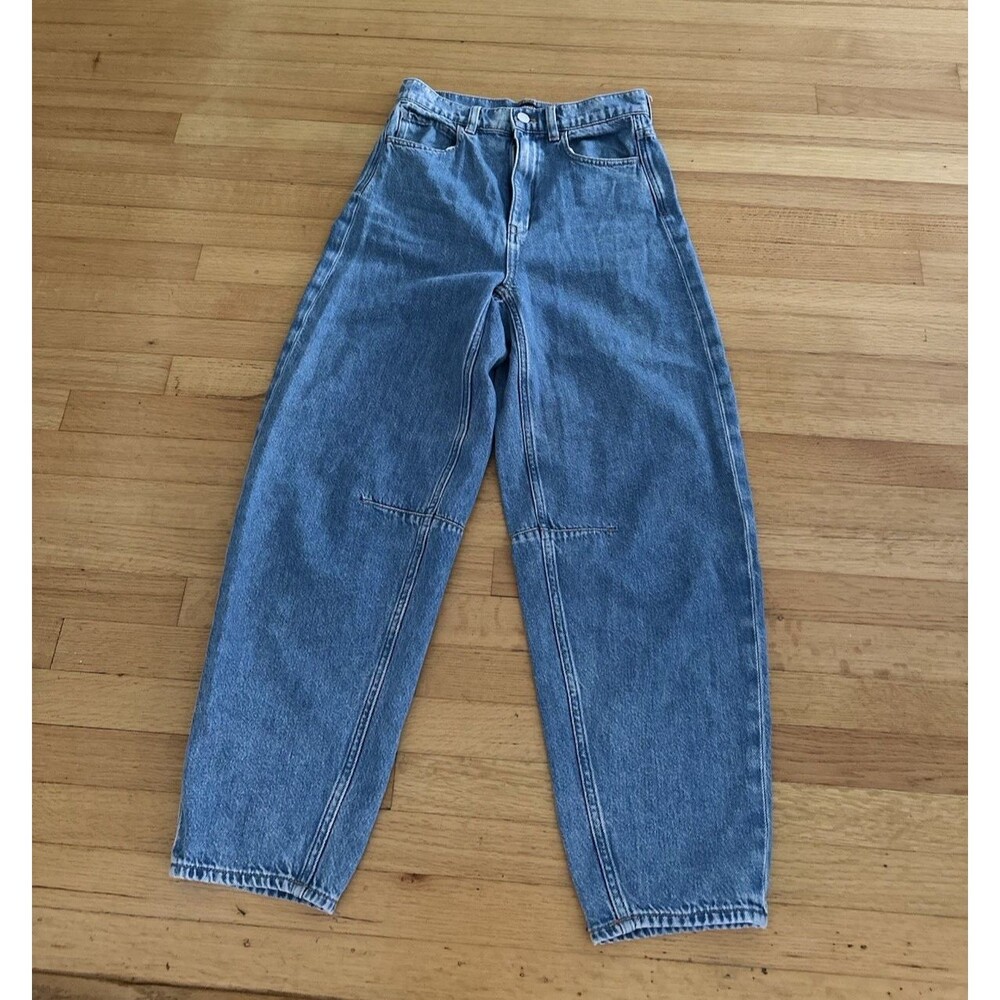 Theory Womens Wide-Leg blue  Jeans Mid-Rise Cotton Inseam 26 Size 25